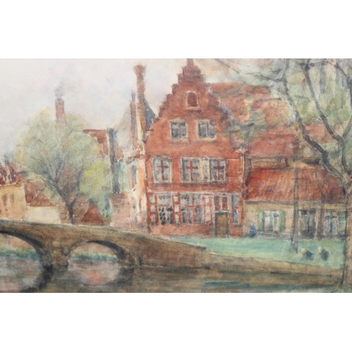 440S - Arthur George Bell R.I. / R.O.I. (British, 1849-1916), cityscape watercolour of Minnewater in Bruges... 