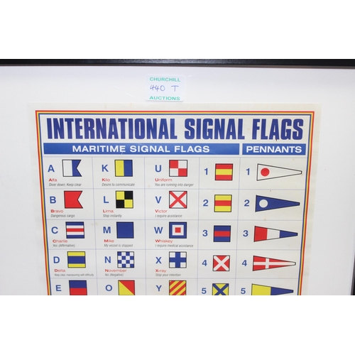 440T - Naval signal flags poster in frame, approx 53cm x 43cm