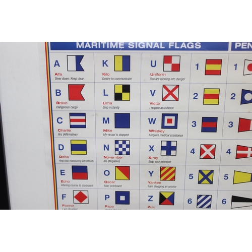 440T - Naval signal flags poster in frame, approx 53cm x 43cm