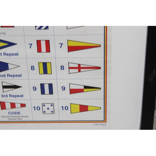 440T - Naval signal flags poster in frame, approx 53cm x 43cm