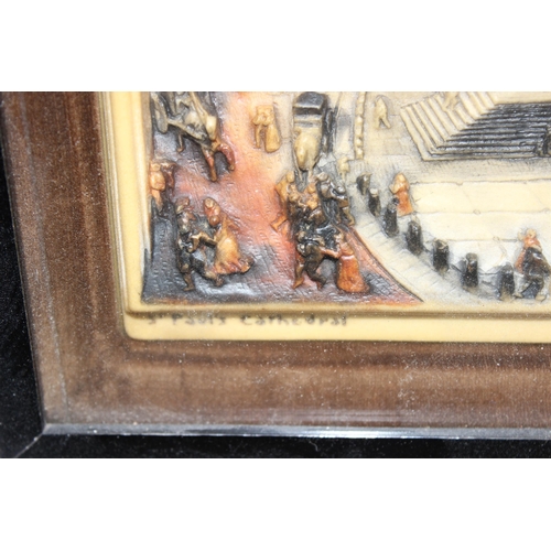 440H - An antique relief plaque of St Paul's Cathedral in antique ebonised frame, approx 40cm x 33cm inc fr... 