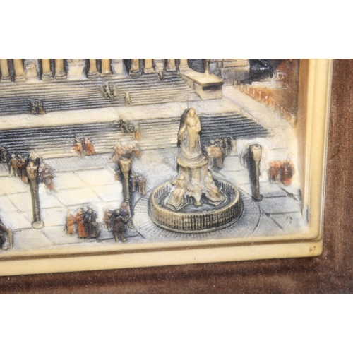 440H - An antique relief plaque of St Paul's Cathedral in antique ebonised frame, approx 40cm x 33cm inc fr... 