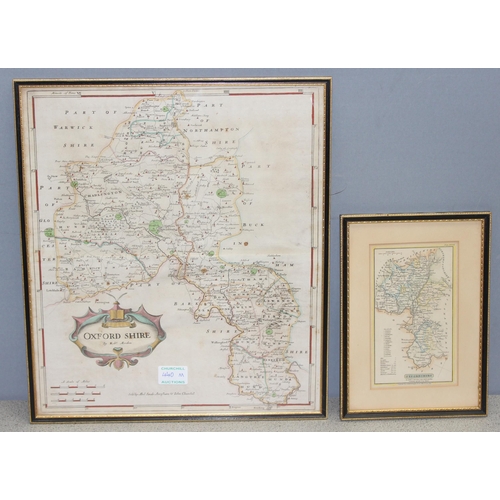 440M - 2 antique maps of Oxfordshire to include the largest by Robert Morden, approx 39cm x 45cm