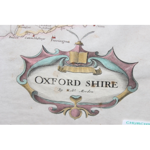 440M - 2 antique maps of Oxfordshire to include the largest by Robert Morden, approx 39cm x 45cm