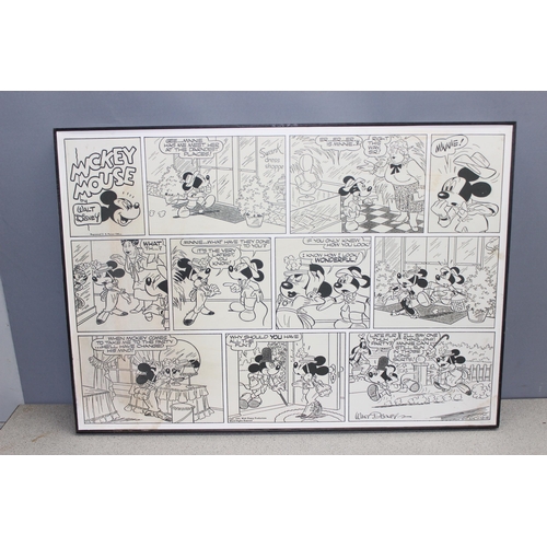 497 - 2 vintage Disney Mickey Mouse related prints, the largest approx 67cm x 97cm