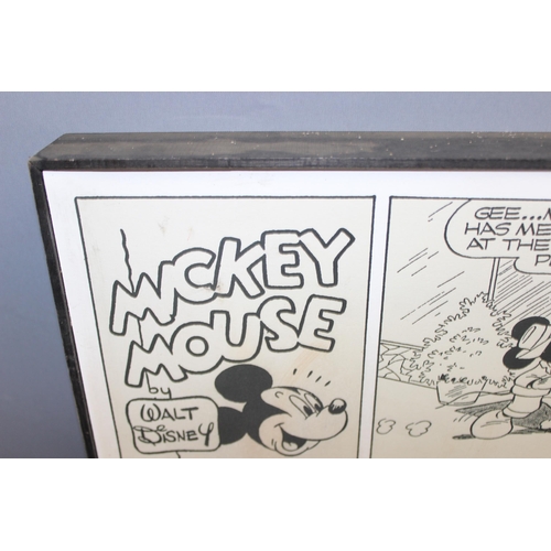 497 - 2 vintage Disney Mickey Mouse related prints, the largest approx 67cm x 97cm