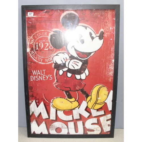 497 - 2 vintage Disney Mickey Mouse related prints, the largest approx 67cm x 97cm