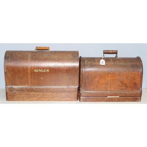 826 - 2 vintage Singer sewing machines in wooden cases