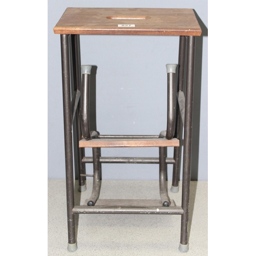 299E - Vintage retro metamorphic scullery step stool, approx 57cm tall