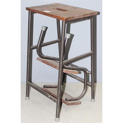 299E - Vintage retro metamorphic scullery step stool, approx 57cm tall