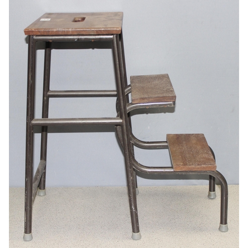 299E - Vintage retro metamorphic scullery step stool, approx 57cm tall