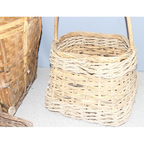 274 - 5 assorted wicker baskets, largest approx 45cm diam