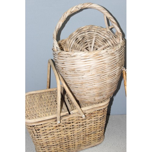 274 - 5 assorted wicker baskets, largest approx 45cm diam