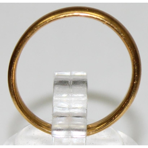 1102 - A vintage 22ct gold wedding band ring, Birmingham 1929, approx size L, approx 2.91g gross