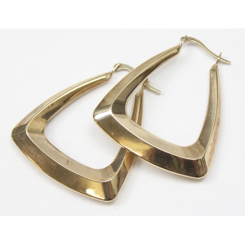 1109 - A pair of Italian 9ct gold retro style Creole hoop earrings, marked and XRF confirmed, approx 35mm t... 