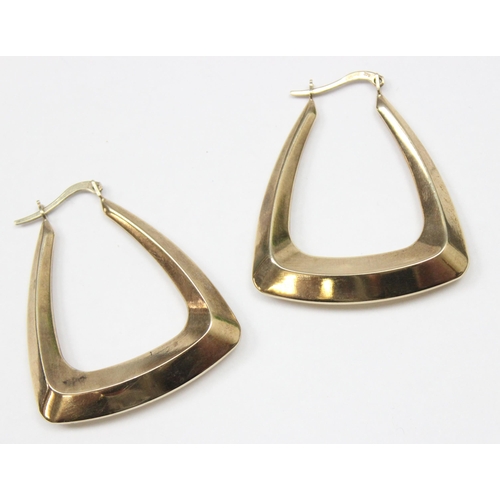 1109 - A pair of Italian 9ct gold retro style Creole hoop earrings, marked and XRF confirmed, approx 35mm t... 