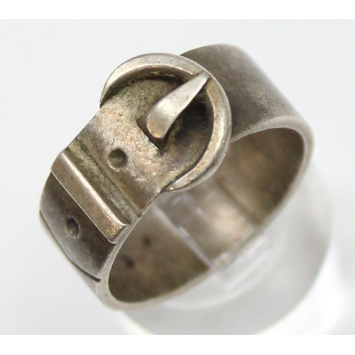 1117 - An unusual antique silver buckle ring, Birmingham 1903 by Albert Sydenham, approx size R, approx 6.0... 