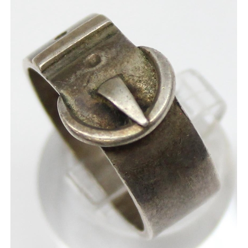 1117 - An unusual antique silver buckle ring, Birmingham 1903 by Albert Sydenham, approx size R, approx 6.0... 