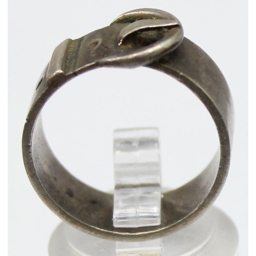 1117 - An unusual antique silver buckle ring, Birmingham 1903 by Albert Sydenham, approx size R, approx 6.0... 