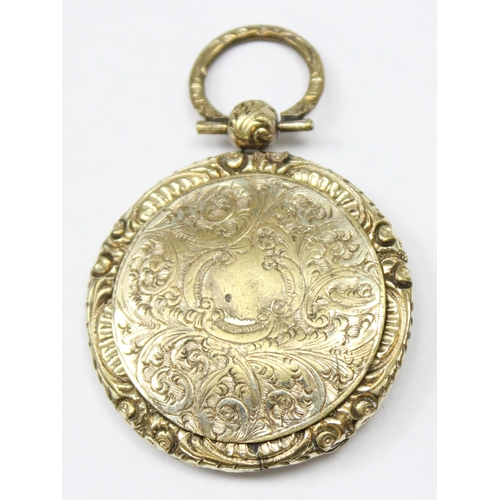 1149 - 2 antique gold plated lockets with engraved decorations, the largest approx 39mm x 29mm