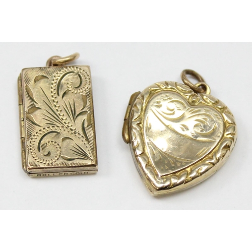 1157 - 3 assorted lockets to inc a 9ct gold back & front locket, a rolled gold locket and a heart shaped go... 