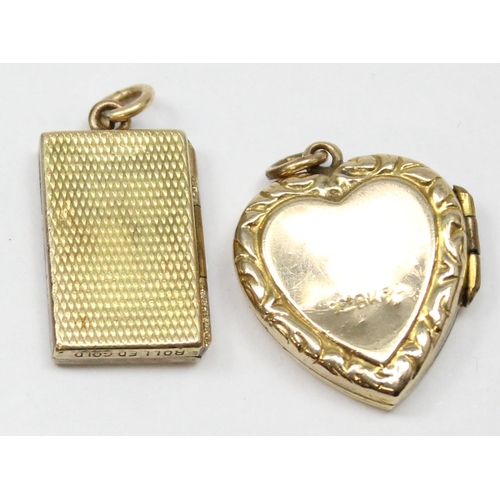 1157 - 3 assorted lockets to inc a 9ct gold back & front locket, a rolled gold locket and a heart shaped go... 