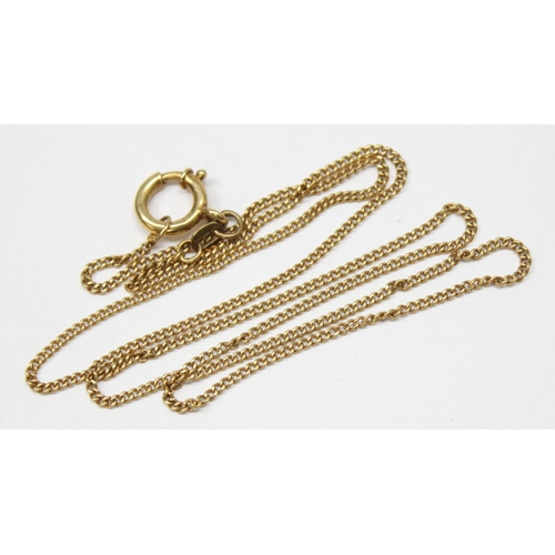 1165 - 18ct gold fine link necklace chain, marked 750 and XRF confirmed, approx 44cm long, approx 3.82g gro... 