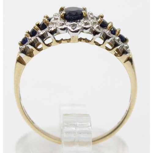 1171 - A vintage 9ct gold sapphire set ring, marked and XRF confirmed, approx size R, approx 2.81g gross