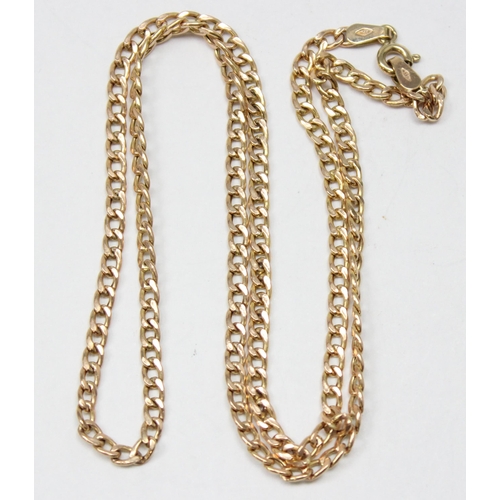 1177 - An Italian 9ct gold flat kerb chain necklace, marked and XRF confirmed, approx 46cm long, approx 3.1... 