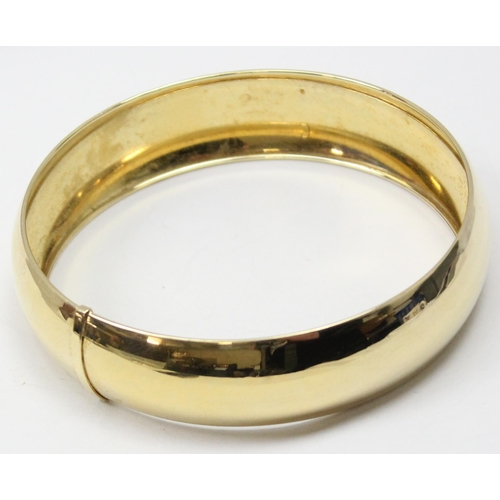 1180 - A vintage Italian silver gilt plain bangle, marked and XRF confirmed, approx 70mm interior diameter