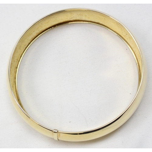 1180 - A vintage Italian silver gilt plain bangle, marked and XRF confirmed, approx 70mm interior diameter