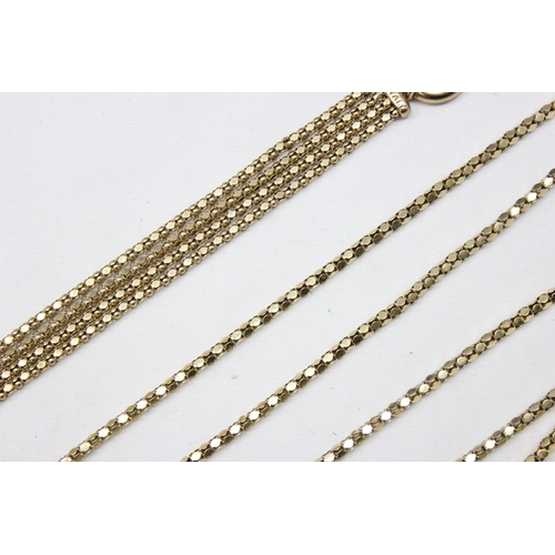 1182 - 2 Italian 925 silver gilt popcorn chain necklaces and a similar 4 strand silver gilt bracelet, all p... 