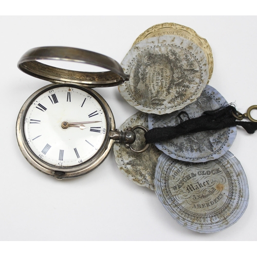 1302 - A William IV period silver pair cased fusee pocket watch, hallmarked for London 1830, the movement m... 