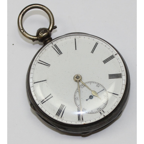 1303 - An antique silver cased fusee pocket watch, marked for London 1859, the fusee movement marked for Ja... 