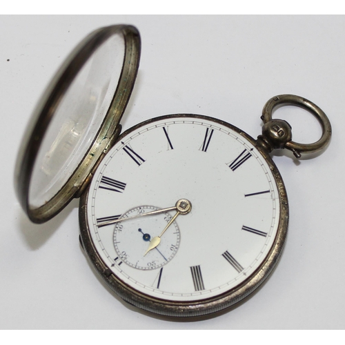 1303 - An antique silver cased fusee pocket watch, marked for London 1859, the fusee movement marked for Ja... 