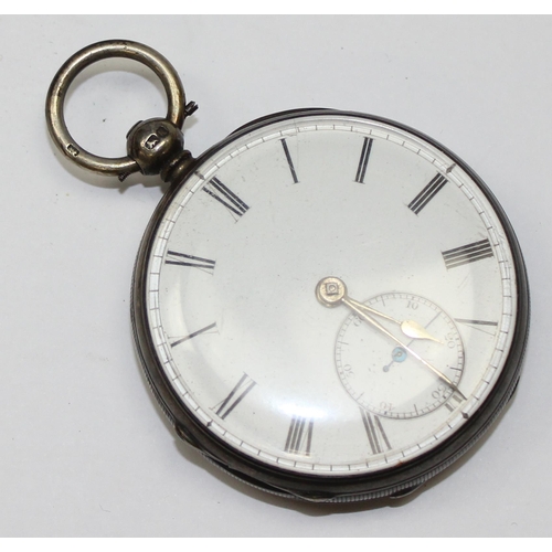 1303 - An antique silver cased fusee pocket watch, marked for London 1859, the fusee movement marked for Ja... 