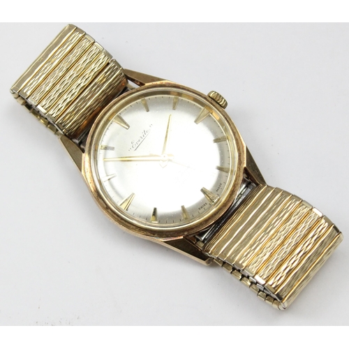 1304 - A vintage Swiss 9ct gold cased Everite 21 jewel wristwatch with mechanical movement and expanding go... 