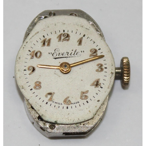 1311 - A vintage 9ct gold Everite watch with rolled gold strap, marked for London 1960, approx 11.97g gross... 