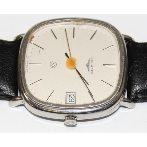 1324 - A vintage Longines wristwatch with L729.2 cal quartz movement and stainless steel cushion shaped cas... 