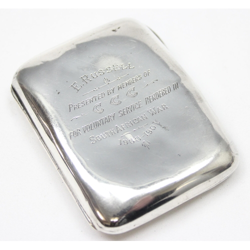 1020O - An antique silver cigarette case of military interest, dedicated 