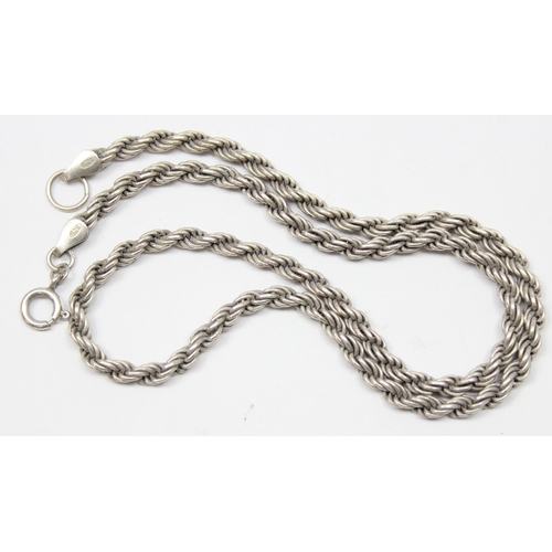 1120W - 2 vintage silver necklaces, rope twist approx 44cm long & infinity twist approx 40cm long, both mark... 