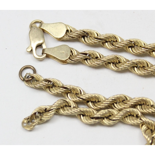 1120N - A 9ct gold rope twist necklace, marked and XRF confirmed, broken, approx 6.54g gross