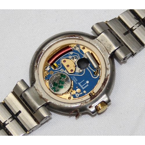 1368 - A vintage Dunhill ladies wristwatch with stainless steel strap and gold plated dial, dial approx 25m... 