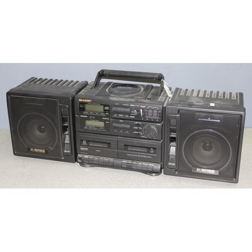 771 - Vintage Sharp double cassette portable stereo, model No: GX-CD75E (BK)