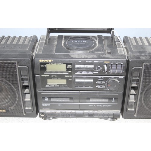 771 - Vintage Sharp double cassette portable stereo, model No: GX-CD75E (BK)