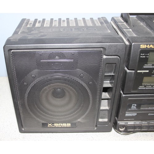 771 - Vintage Sharp double cassette portable stereo, model No: GX-CD75E (BK)