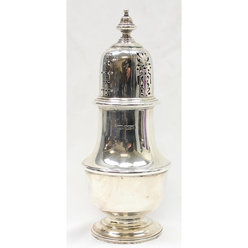 1075 - A superb quality Georgian style antique silver sugar castor, Sheffield 1918 by Atkin Brothers, appro... 