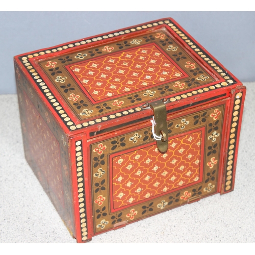 297 - Vintage Indian style jewellery chest of drawers, approx 18 x 13 x 15cm