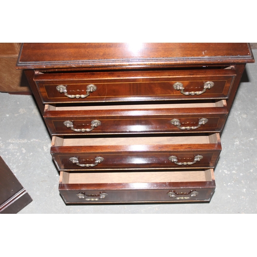 90 - 2 antique style mahogany cabinets, a glazed display cabinet and a fall front bureau or writing desk,... 