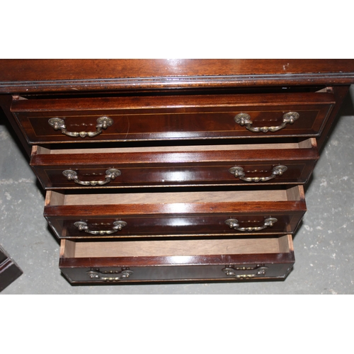 90 - 2 antique style mahogany cabinets, a glazed display cabinet and a fall front bureau or writing desk,... 